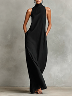 Caterina | Long Black Minimalist Dress